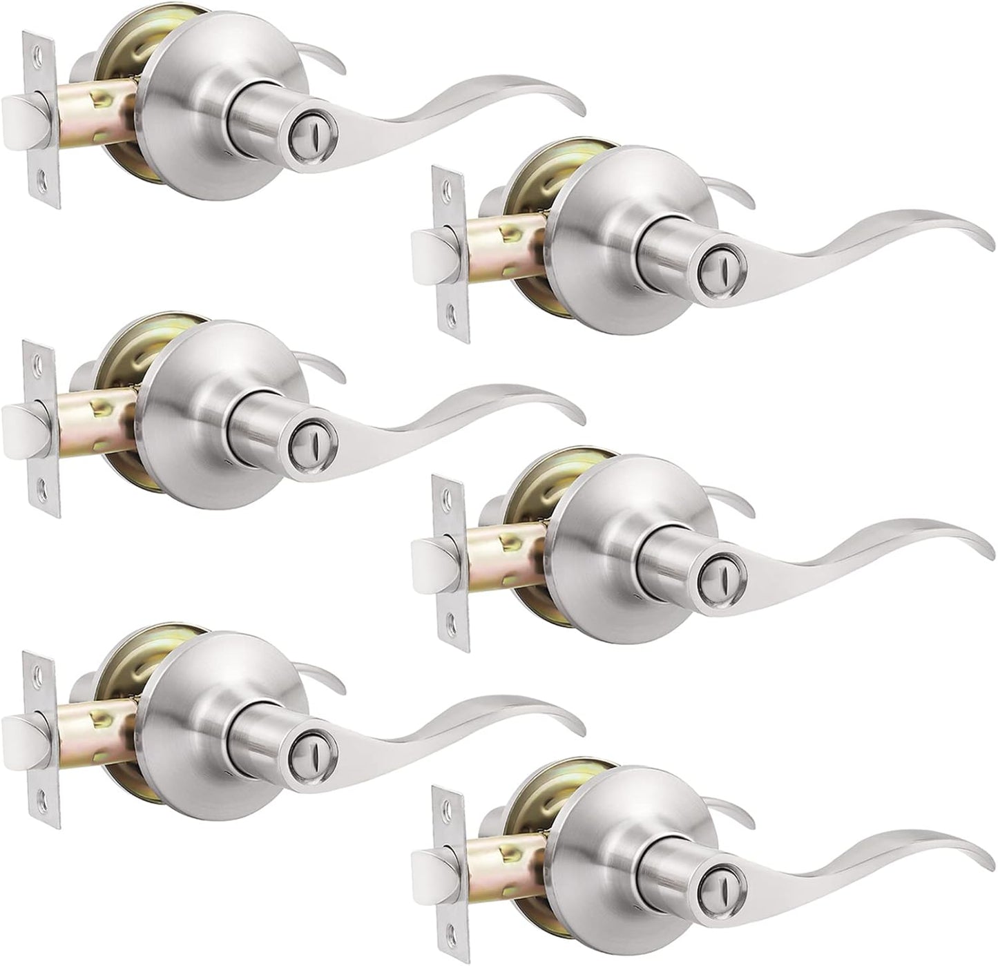 GOBEKOR 6 Pack Privacy Door Levers for Modern Interior Use