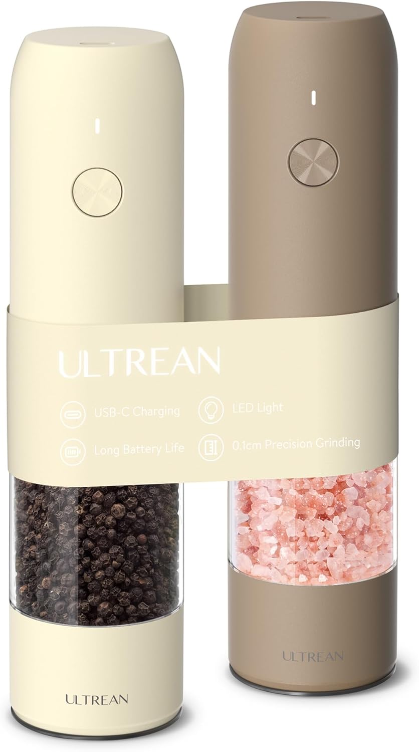 Ultrean Electric Pepper Grinder with Adjustable Coarseness and LED
