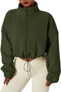 QINSEN Women's Full Zip Fleece Short Jacket - Cozy Cropped Sherpa Easy