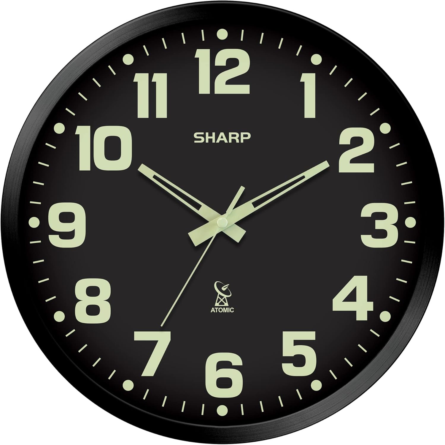 Sharp Glow in The Dark Atomic Analog Wall Clock - 12 in Design