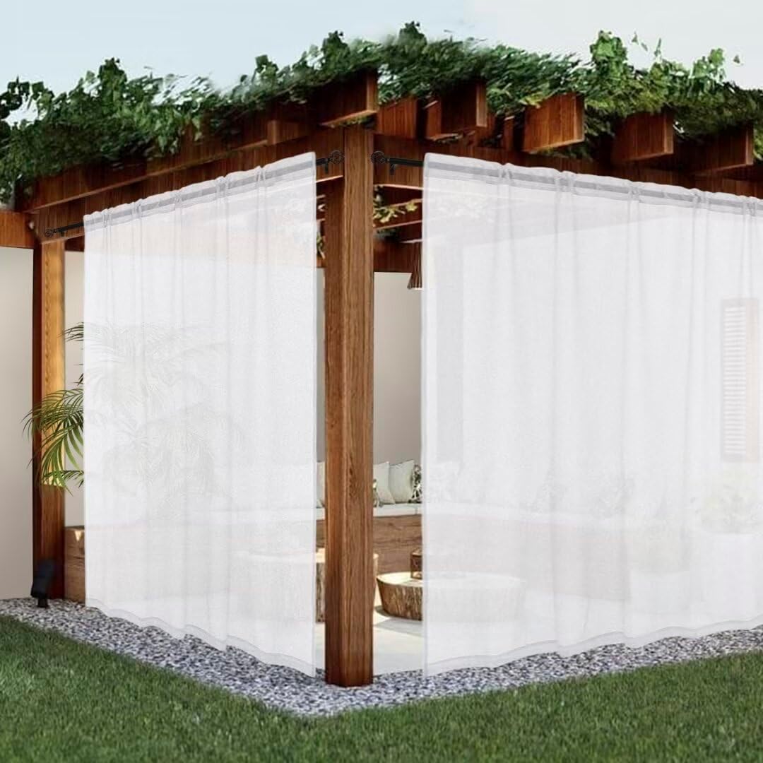 Youleyar White Sheer Outdoor Curtains for Elegant Spaces