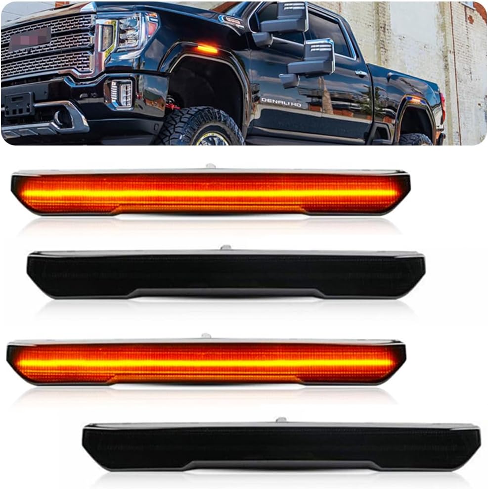 4 PCS Smoked LED Side Marker Light for Sierra 2500HD 3500HD