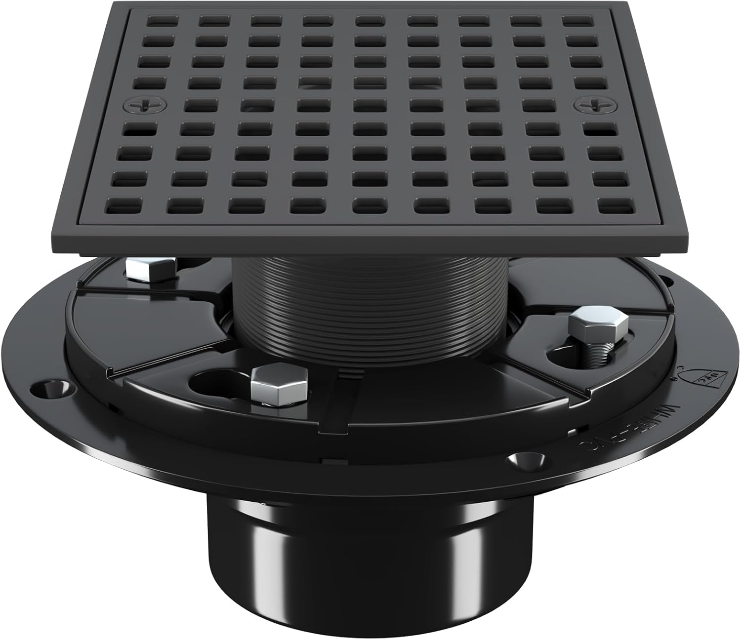 4 Inch Shower Floor Drain with Flange - Matte Black Design