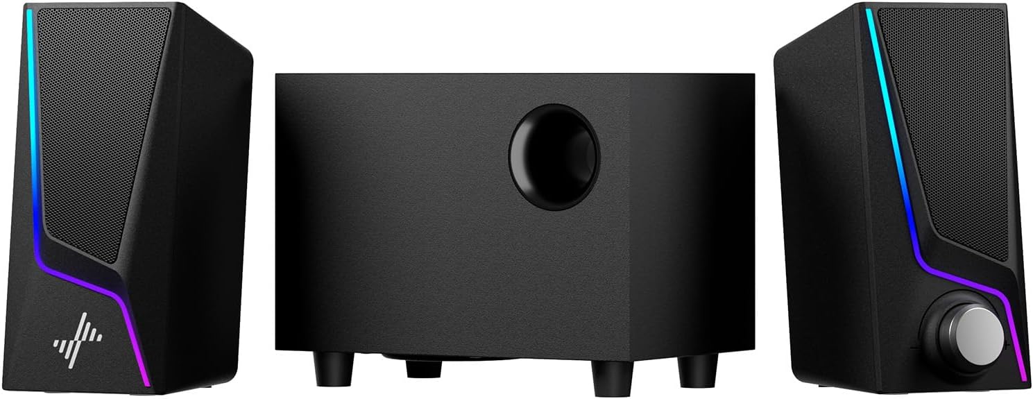 Nylavee Subwoofer PC Speakers: Enhanced Bass, 6 Lighting Modes