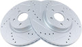 TRQ Front Brake Rotors Set Premium G-Coated Slotted X Drilled