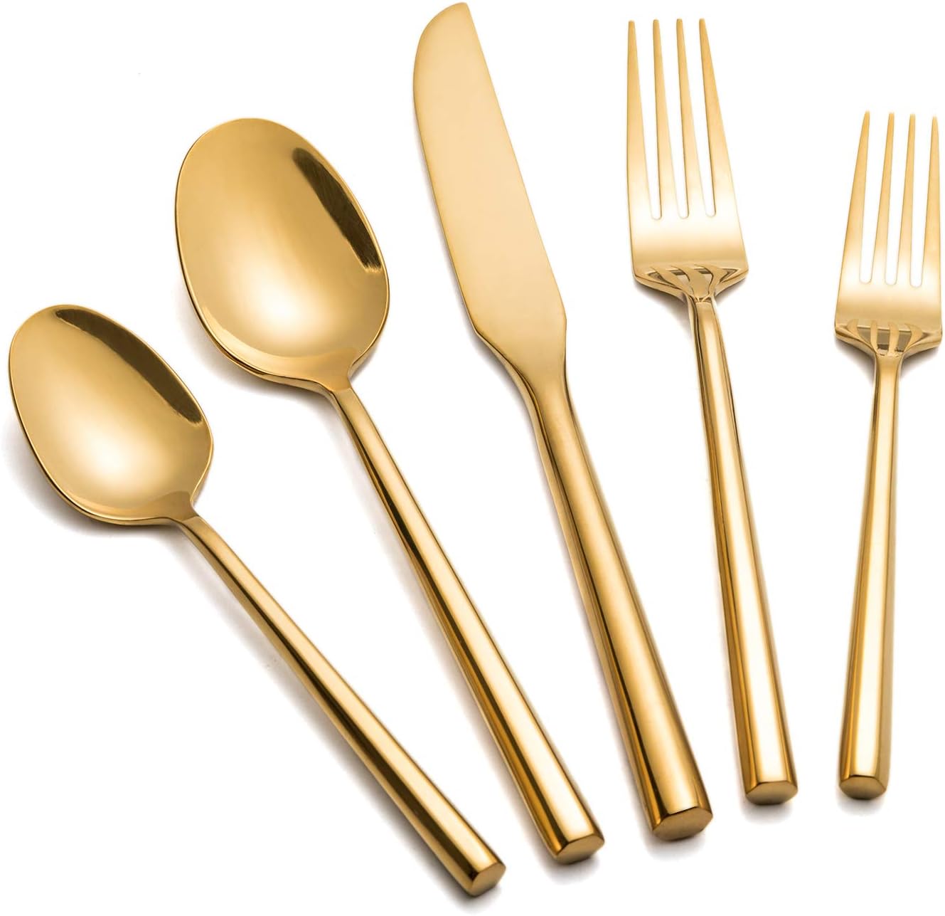 Gold Silverware Set with Hexagon Handle for Daily Use and Events