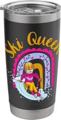 Ski Queen Winter Sports Boho Rainbow Skiing Girl Insulated Tumbler