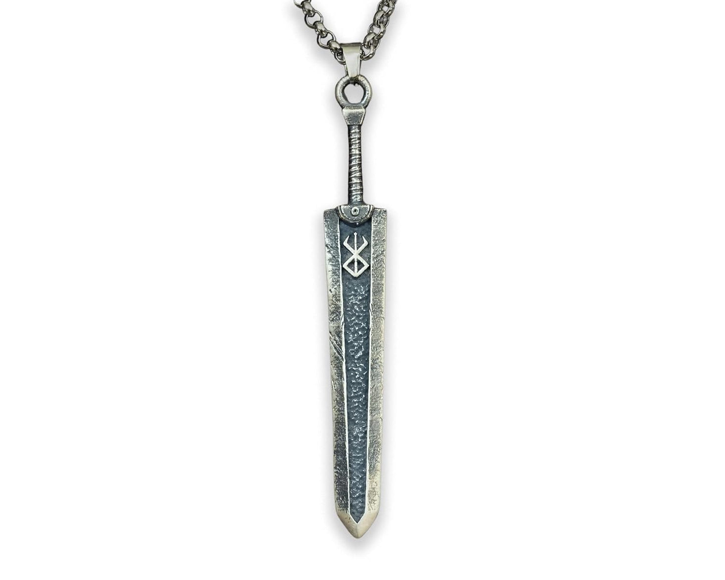925 Sterling Silver Blade Sword Rune Necklace for Cosplay Gift