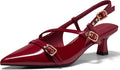 Womens Slingback Kitten Heels Pointed Toe Pumps - Low 2.12in Heel