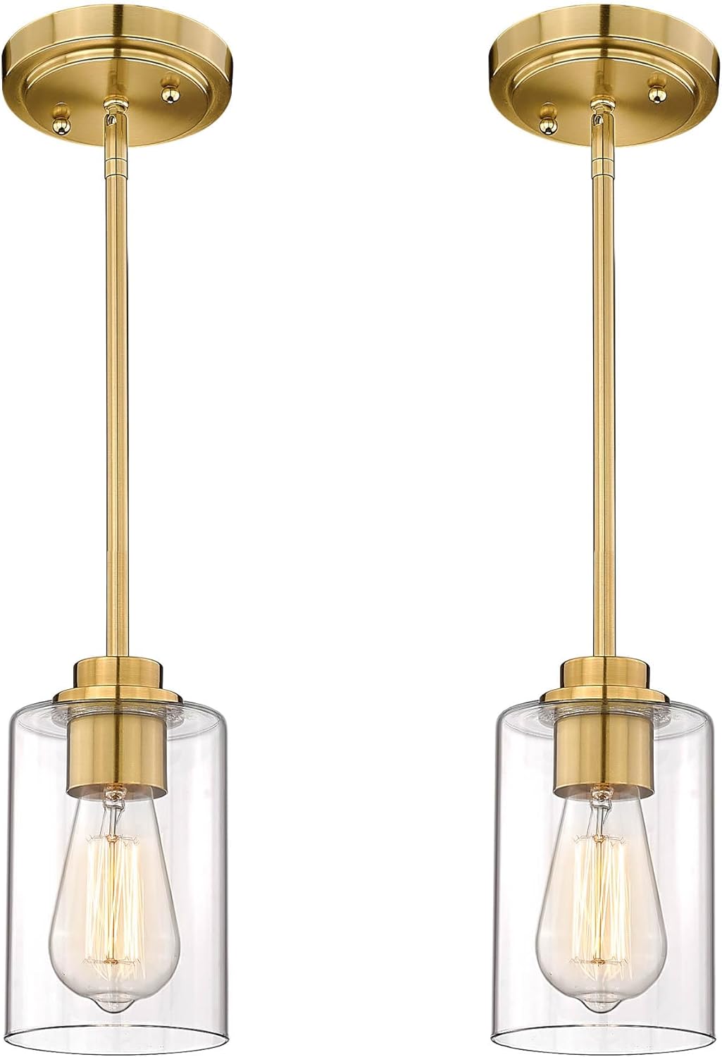 Brass Pendant Lights Kitchen Island 2 Pack for Modern Homes
