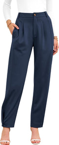 Work Pants for Women High Waist Tapered Dress Trousers - Comfortable