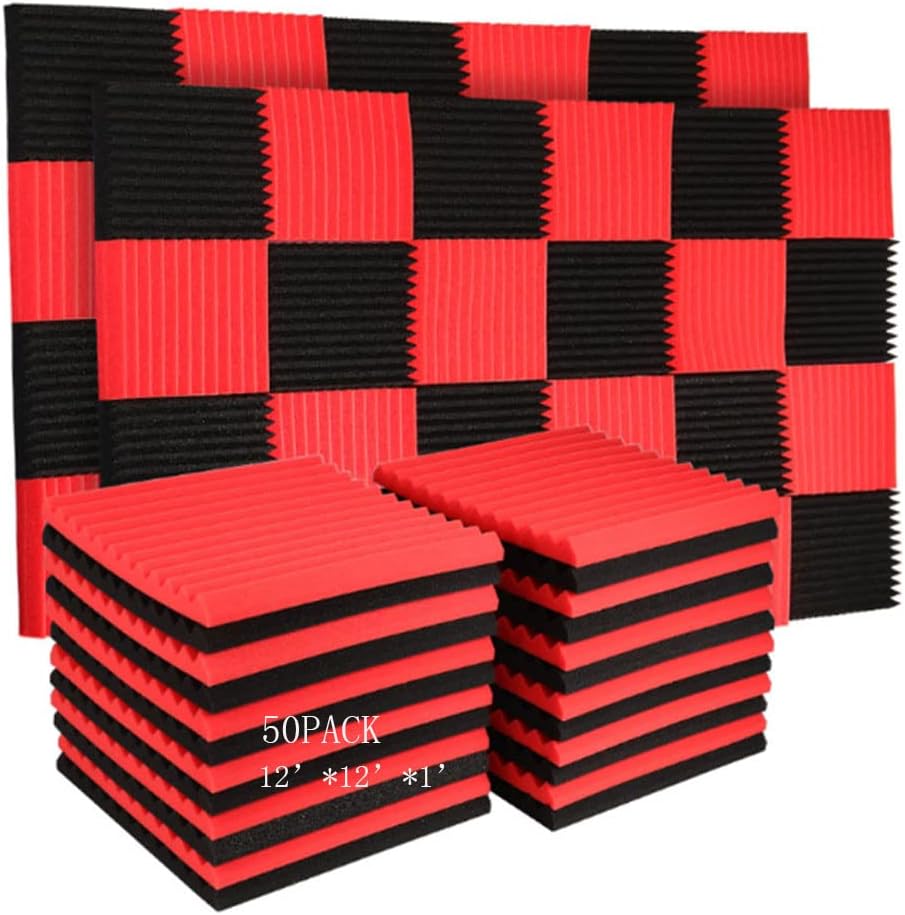 50 Pack Acoustic Panels for Soundproofing and Insulation Needs