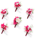 Ling's Moment Boutonniere for Men, 6pcs Blush Hot Pink - Ready to Pin