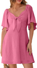 Dokotoo Womens Deep V Neck Bow Tie Mini Dress - Flirty & Lightweight
