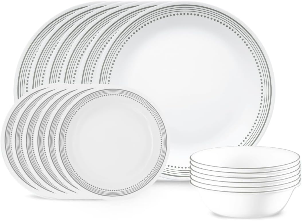 Corelle Vitrelle 18-Piece Dinnerware Set for 6 in Mystic Gray