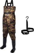 Chest Waders for Men with Boots - PVC-Coated Nylon Waterproof Fit