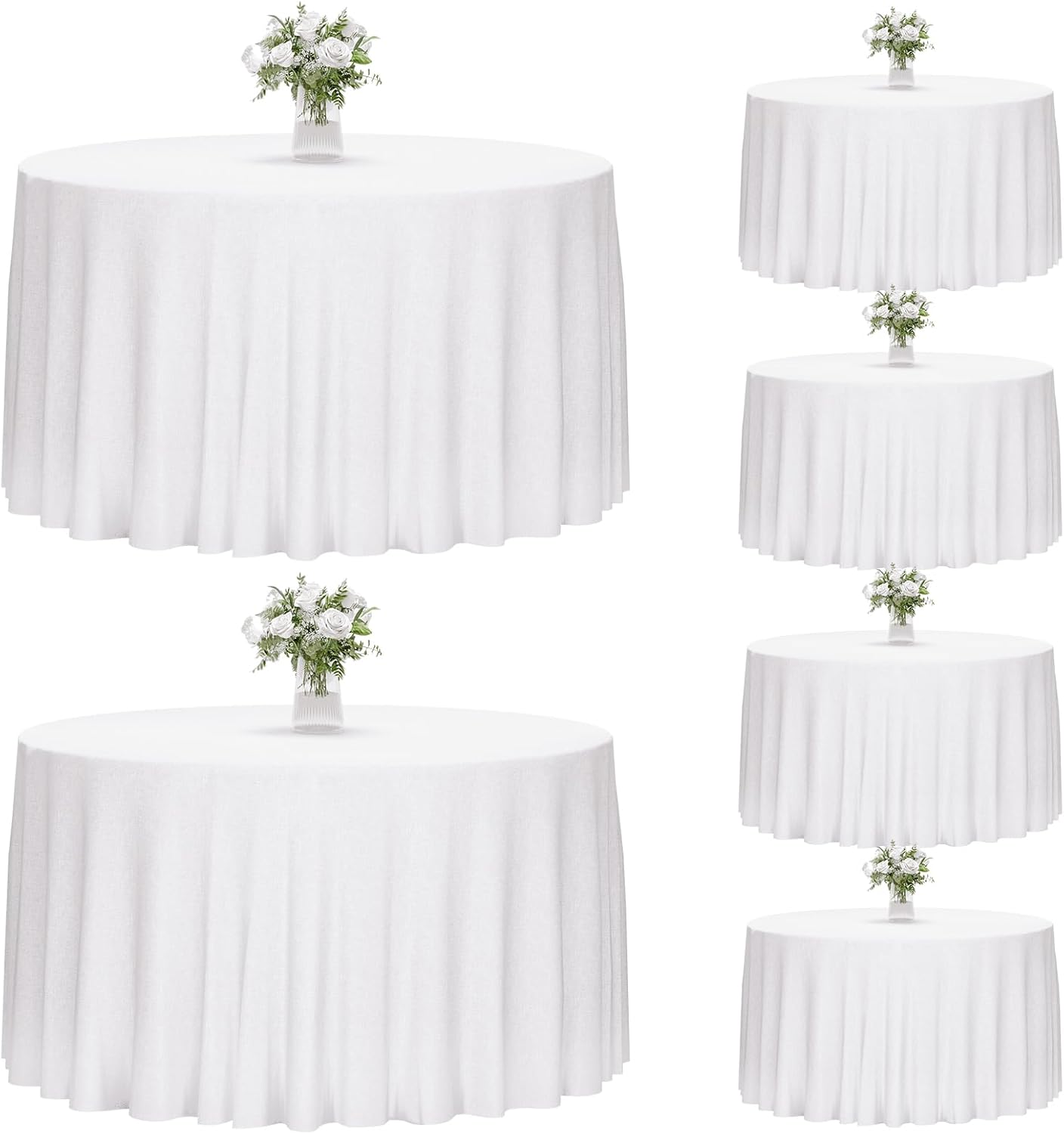 Fixwal 120in White Round Tablecloth for Events 6 Pack