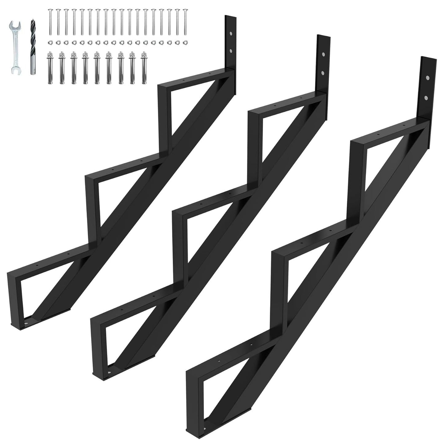3 Pack Steel Stair Step Riser for Heavy Duty Outdoor Steps