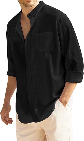 COOFANDY Men's Long Sleeve Cotton Linen Shirt for Summer Wear