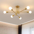 DELIPOP Sputnik Light Fixture 6-Light Gold Mid-Century Ceiling Light