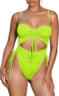Cut Out Drawstring One Piece Swimsuit - Cheeky High Cut