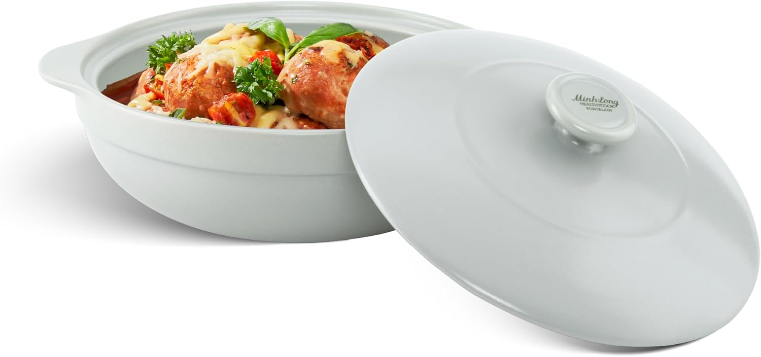 3-Qt Porcelain Dutch Oven Pot for Healthy Cooking and Baking