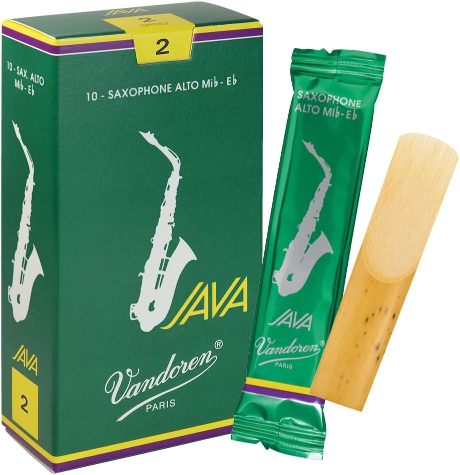 Vandoren JAVA Green Alto Saxophone Reed for Bright Sound