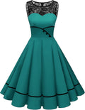 Women's 50s Vintage Floral Lace Retro Rockabilly Swing Dress - Lace