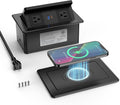 Pop up Power Outlet with 15W Wireless Charger - Recessed Desk Strip