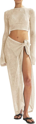 Women's Crochet Cover Ups Set - Versatile 2-Piece Beach Coverup