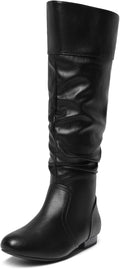 Wide Calf Knee High Pull On Boots - Warm Faux Fur Slouchy Style PAIRS