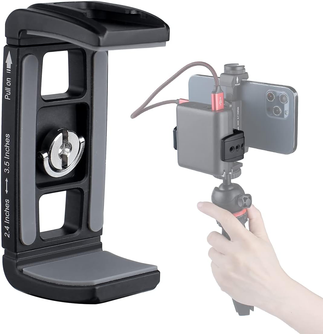 ARNARKOK Power Bank Clamp Holder - 1/4 Screw, Cold Shoe Mount, Phone Holder - Truck Friendly