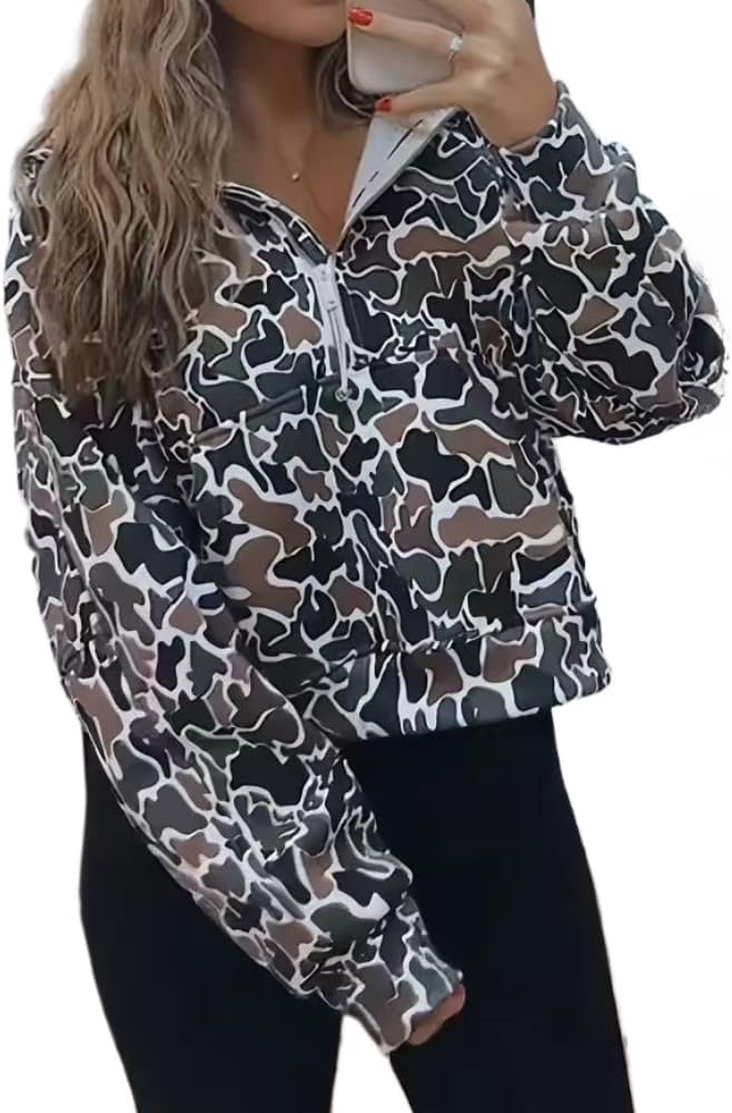 Colorful Patchwork Camo Hoodie for Women
