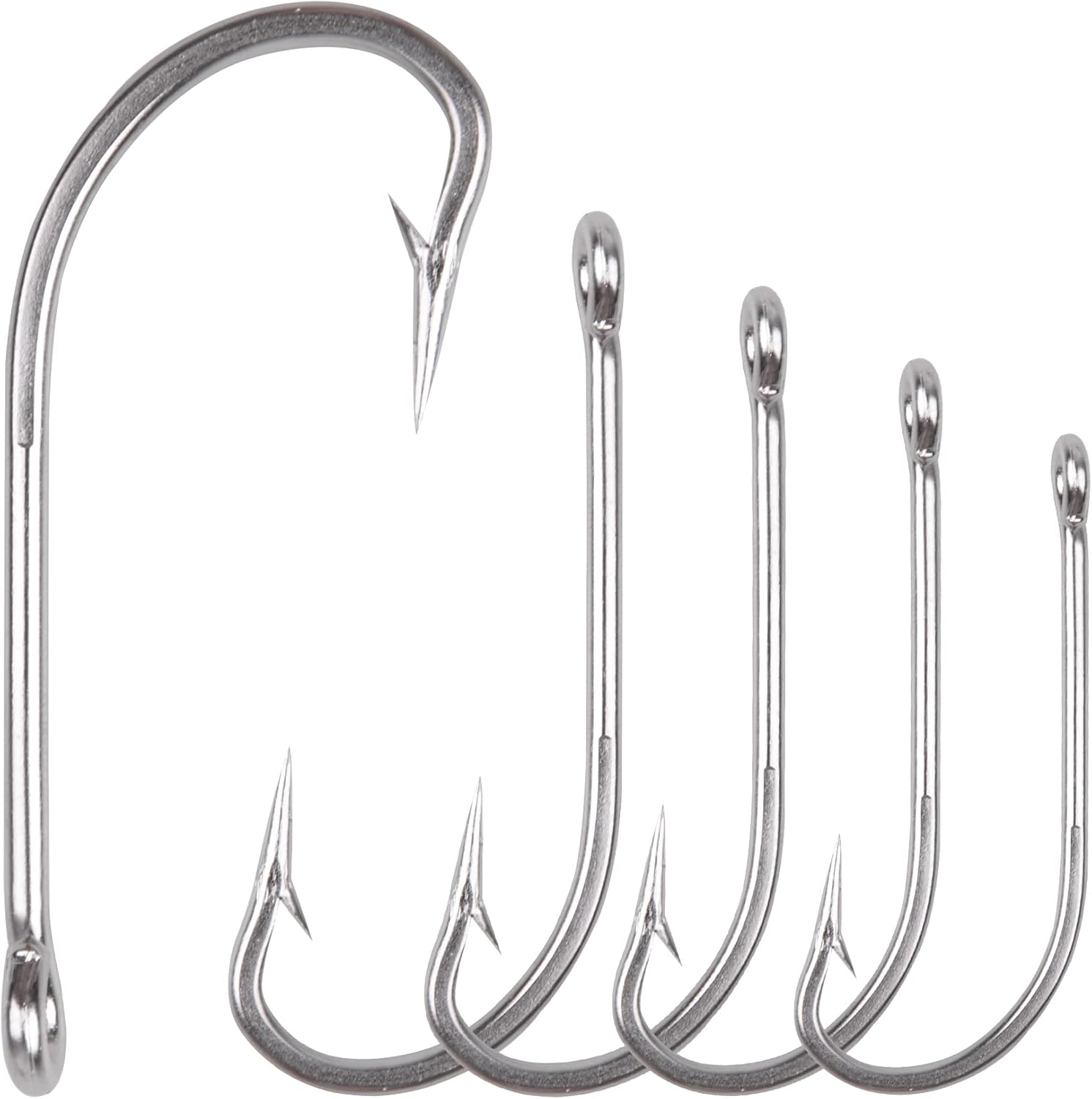 JSHANMEI Stainless Steel Saltwater J Hooks - Extra Strong Sea Bass Hooks 1/0-10/0