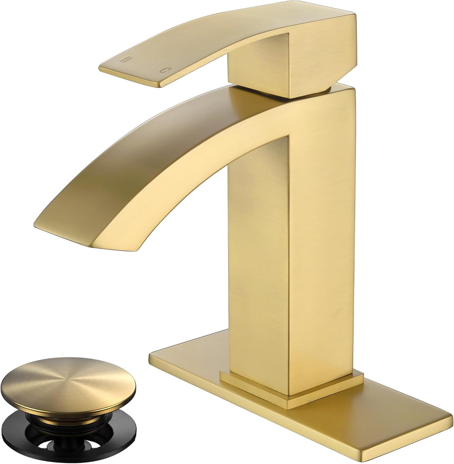 Gold Bathroom Faucet with Waterfall Design for Modern Vanities