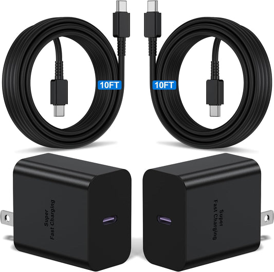 Super Fast 45W Type C Charger Kit - 10ft Long Cord for Samsung Galaxy | Kitminun