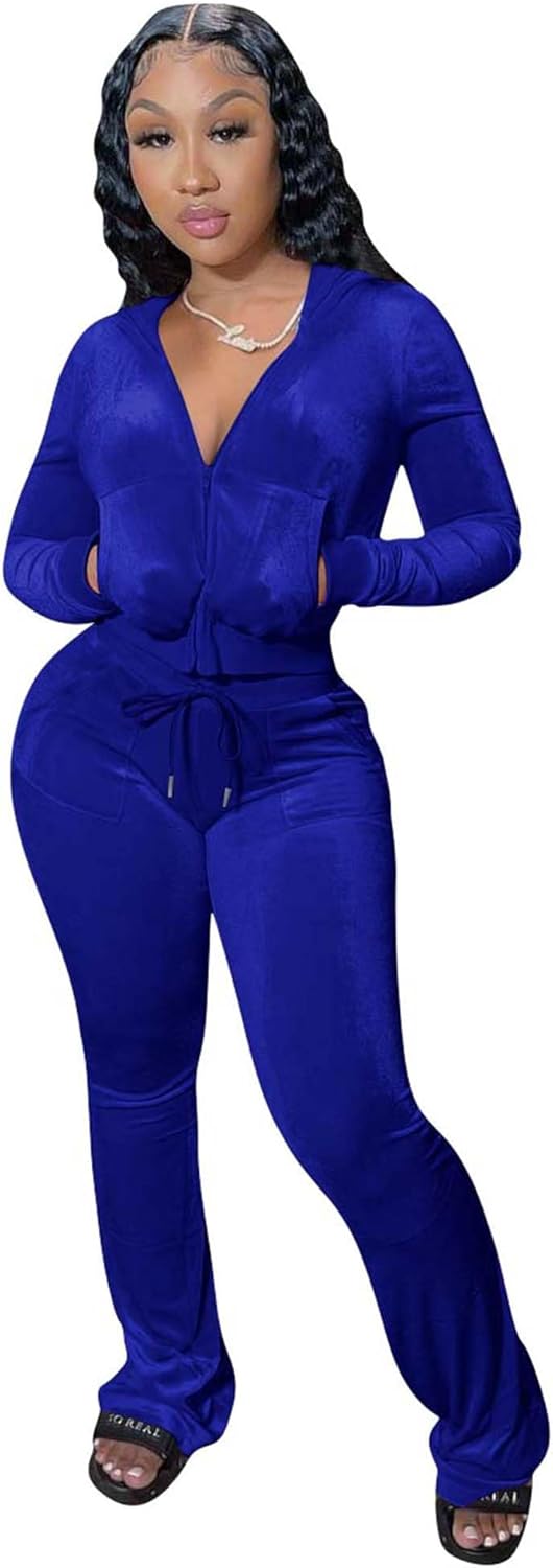 YIDENGYMX Womens 2 Piece Velour Tracksuit for Stylish Comfort
