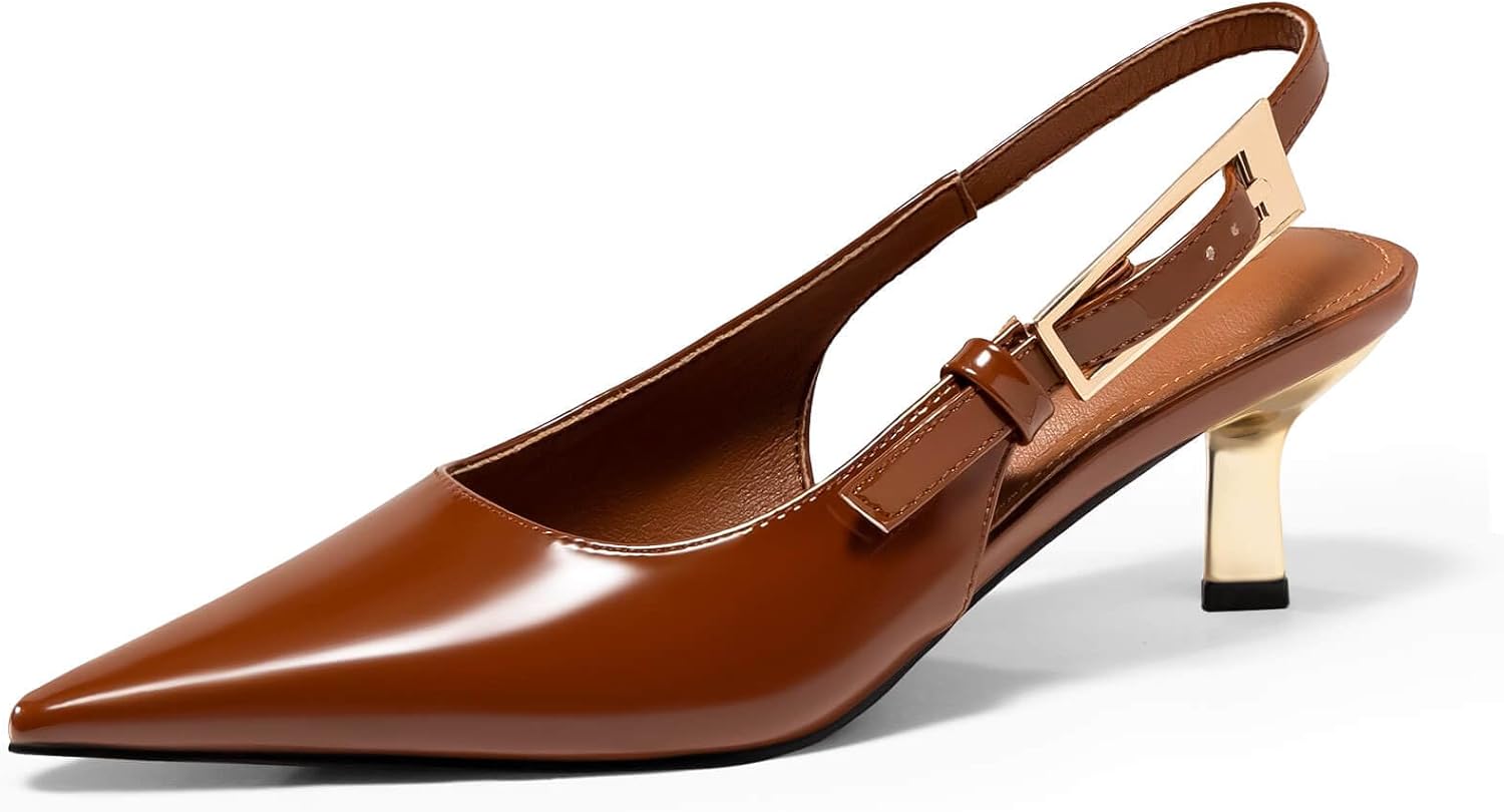Coutgo Womens Slingback Kitten Heels for Elegant Occasions
