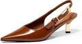 Coutgo Womens Slingback Kitten Heels Pointed Toe Pumps - Sculptural 2