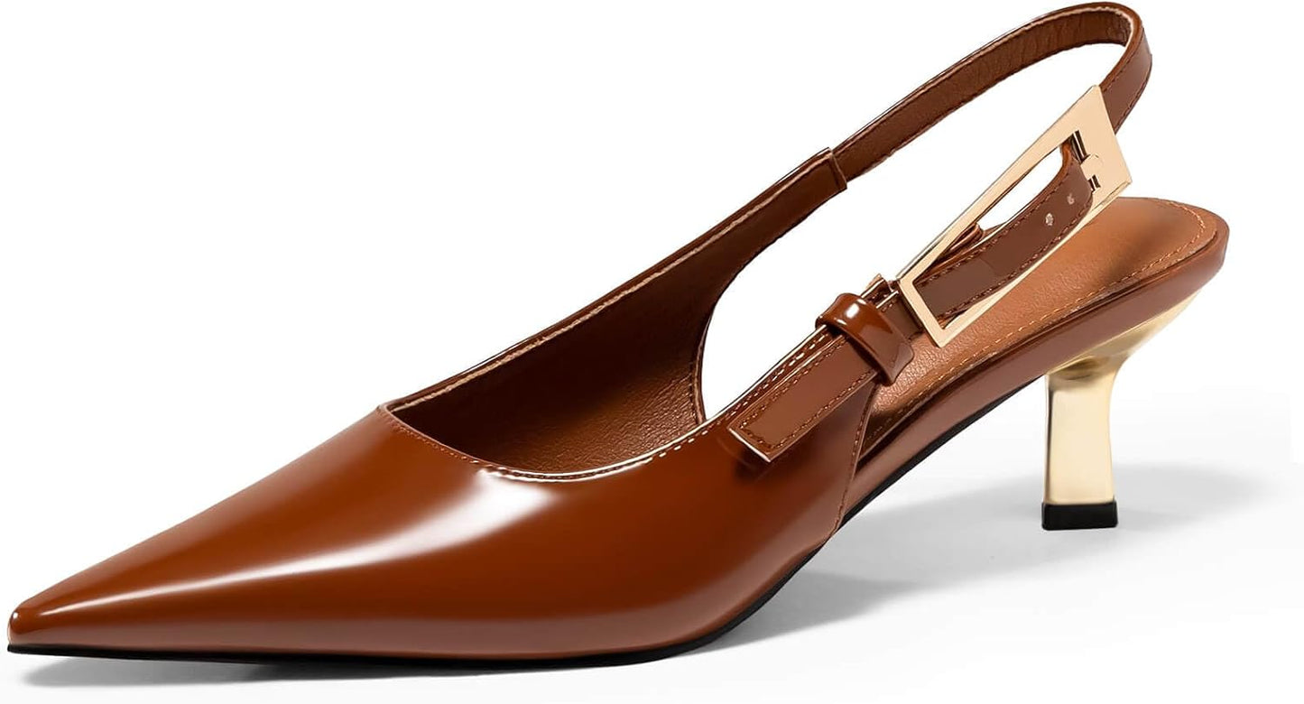 Coutgo Womens Slingback Kitten Heels for Elegant Occasions