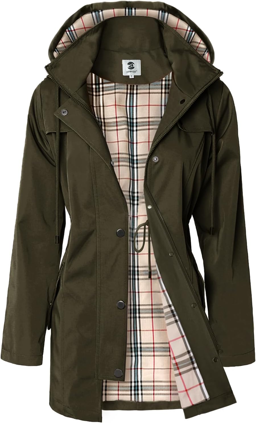 SaphiRose Women's Long Hooded Rain Jacket for Outdoor Activities