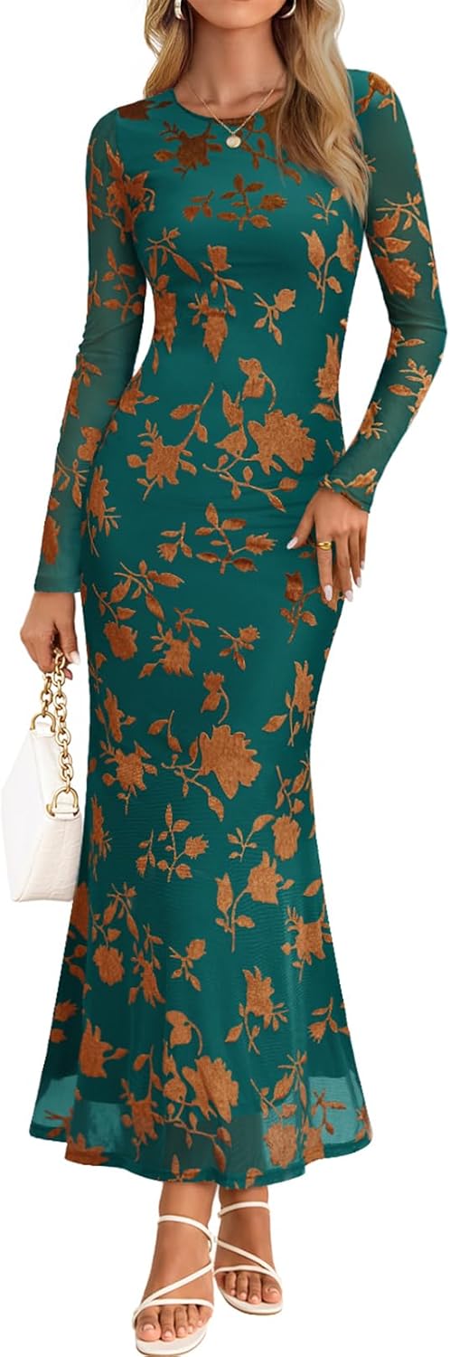 Stylish Women's Fall Cocktail Maxi Dress for Wedding Guests