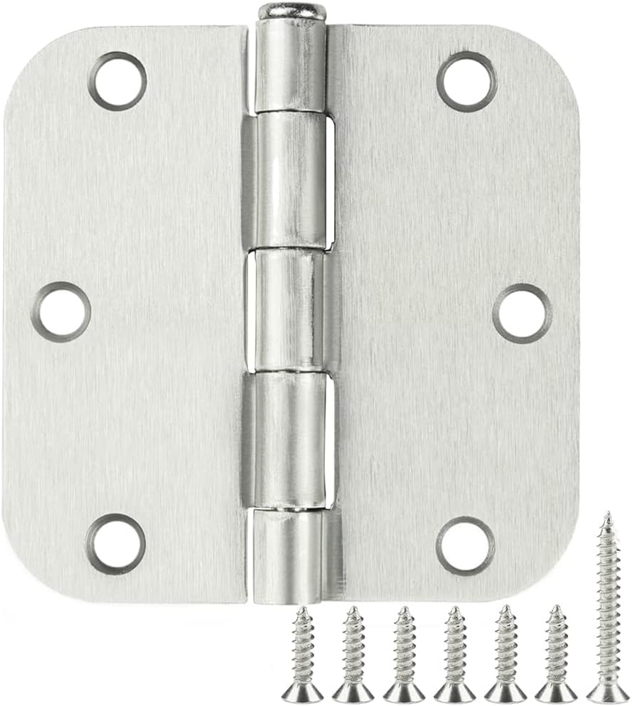 42 Pack Rounded Door Hinges in Brushed Nickel for Home Use