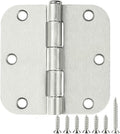 36 Pack Rounded Brushed Nickel Door Hinges 3.5 in x 3.5 in - Durable