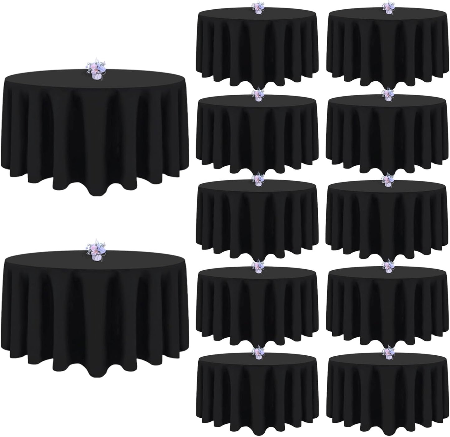 12 Pack Black Round Tablecloths for Elegant Dining Events