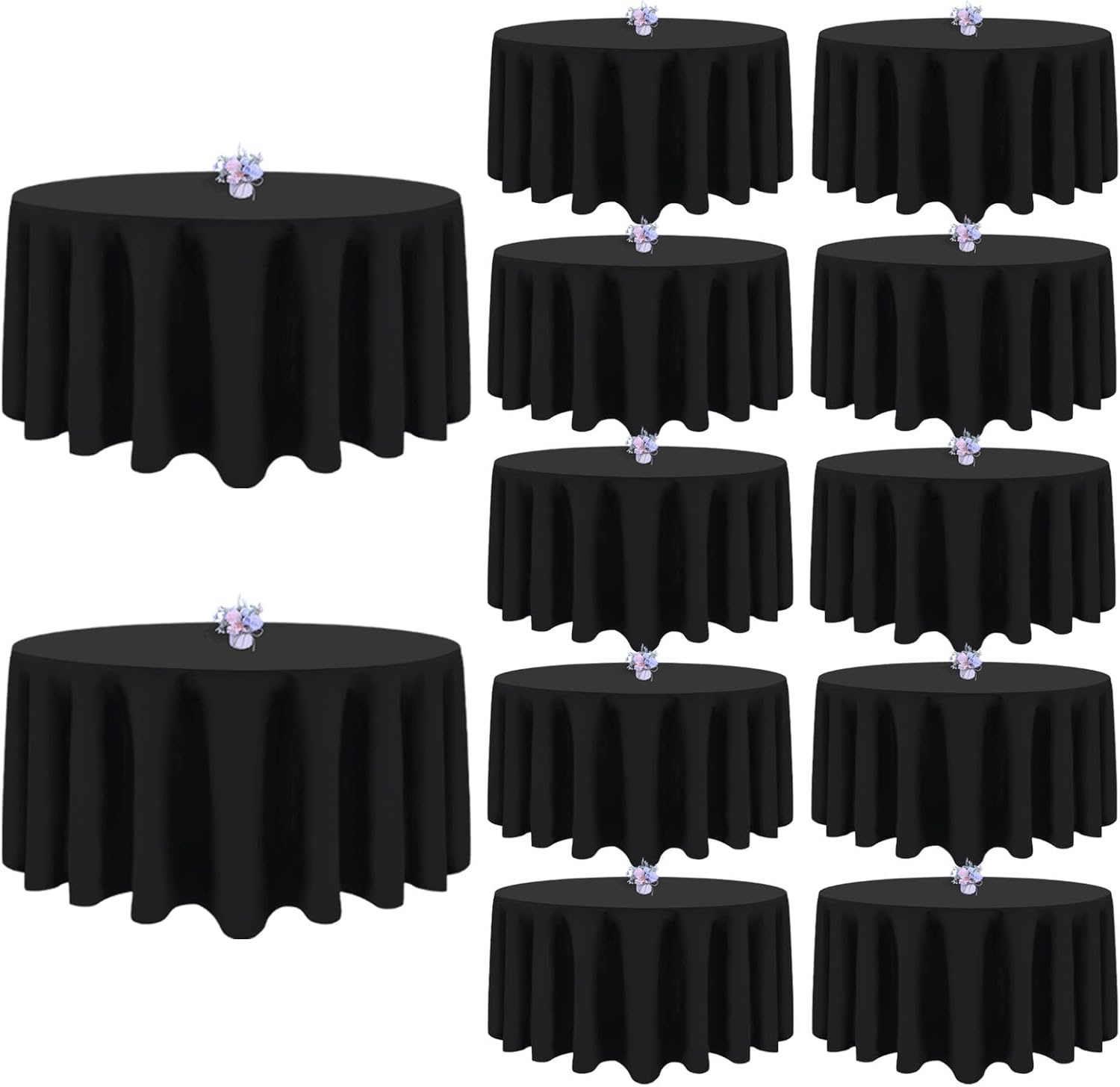 12 Pack Black Round Tablecloths for Elegant Dining Events