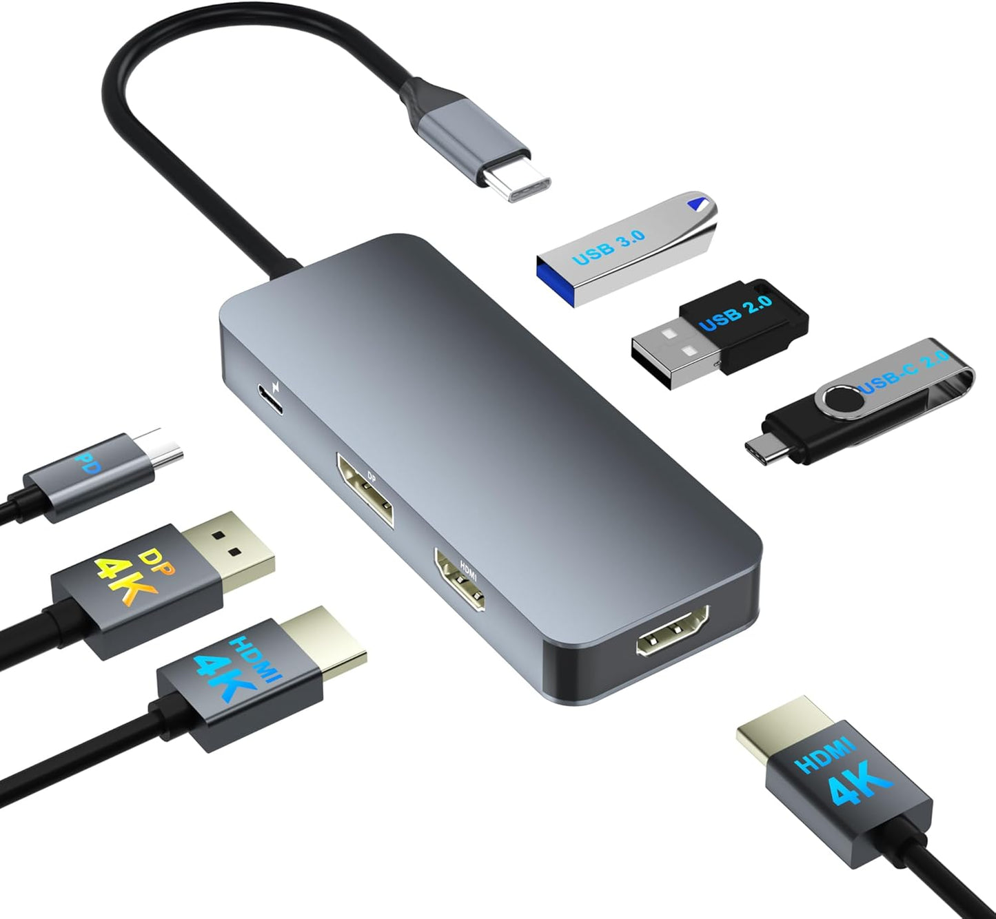 Docking Station Dual Monitor for Dell HP Mac 7 in 1 USB C Hub