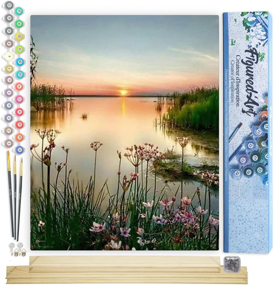 Figured'Art Paint by Numbers Kit for Adults Peaceful Lake 16x20