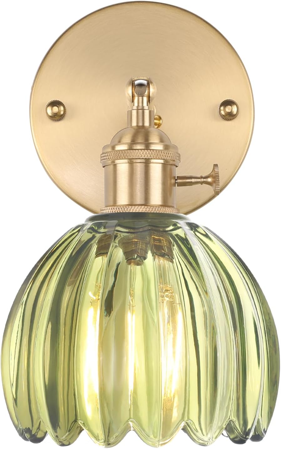 Vintage Wall Sconces with Green Tulip Glass Lampshade for Home