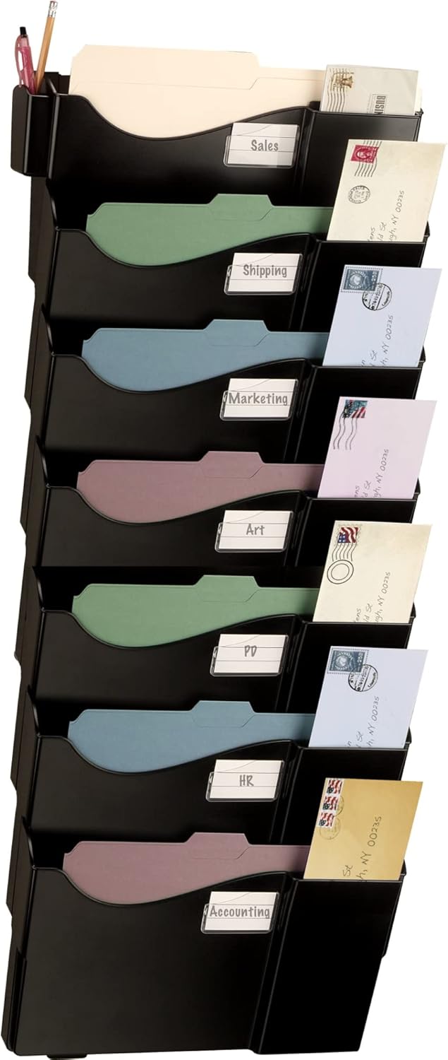 Office Depot Wall Organizer 7-Pocket for Letters/Legal - Black
